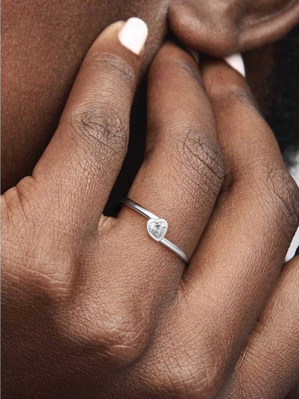 PANDORA Tilted Heart Solitaire 925 Sterling Silver Ring